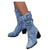 Blue jeans Women Mid-rise Rome Solid Slip-On Chunky Med Heels Boots