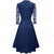 Nice-forever Autumn Solid Color with Hollow Out Lace Patchwork Retro Dresses Business Party Flare Swing Women Dress A234