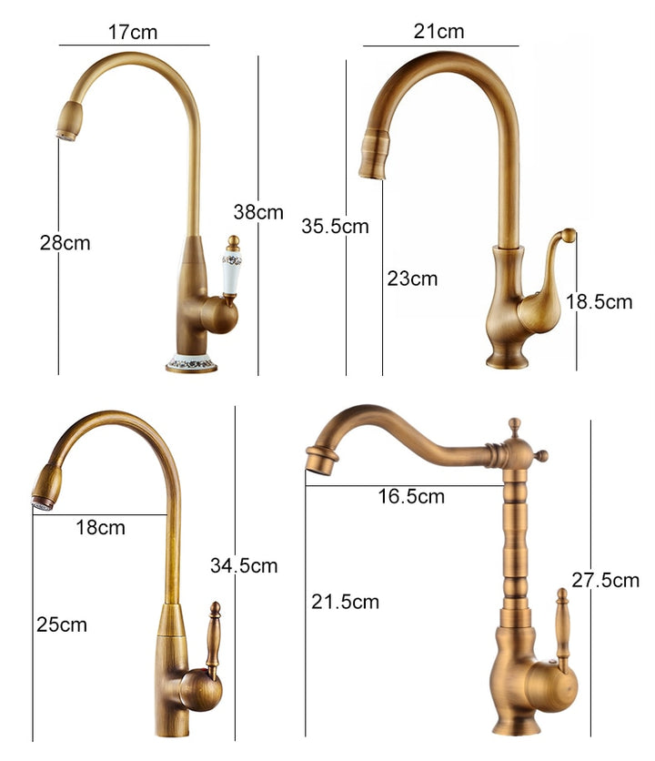 Antique Brass Finish Kitchen Faucet Bronze Single Handle Hot and Cold Water Sink Tap 360 Swivel Bathroom Sink Mixer Taps EK5013