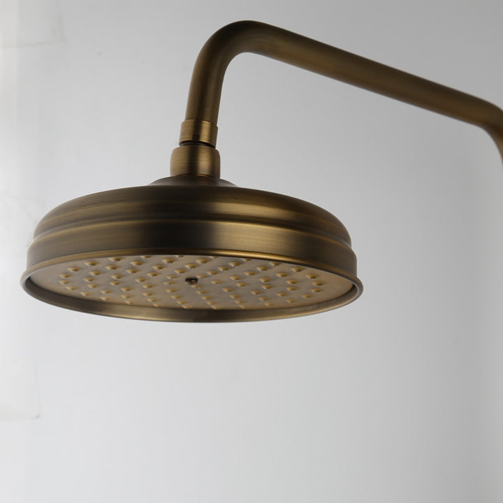KEMAIDI Antique Brass Rainfall Bathroom Shower Set Shower Hand And Round Shower Hand Mixer Taps Double Handles