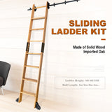 8FT / 9FT /10FT DIY Oak Ladder with Metal joint Black sliding track and bottom wheel