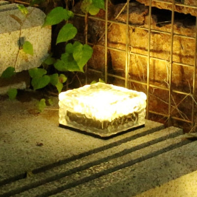 RXUNS Lawn Solar Garden Light LED Brick Ice Cube Solar Lights Outdoor Decoration Lamp for Stair Pathway Driveway Landscape Patio