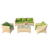 Outdoor sofa leisure furniture balcony living room rattan sofa ivory white combination furniture four-piece