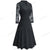 Nice-forever Autumn Solid Color with Hollow Out Lace Patchwork Retro Dresses Business Party Flare Swing Women Dress A234