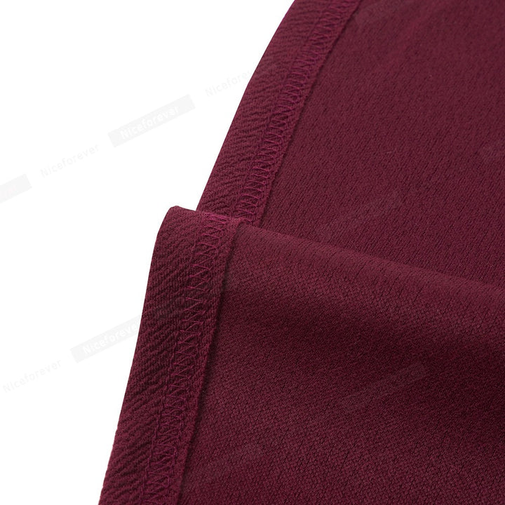 Nice-forever Autumn Solid Color with Hollow Out Lace Patchwork Retro Dresses Business Party Flare Swing Women Dress A234