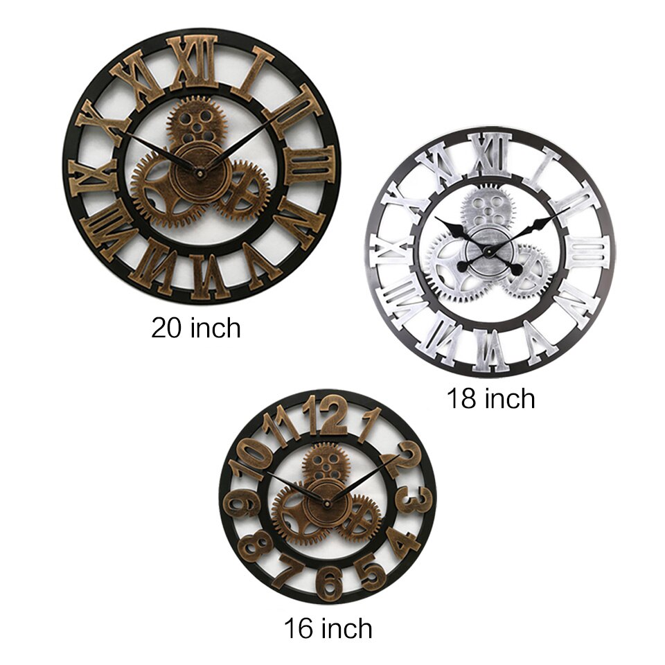 Creative Outdoor Garden Wall Waterproof Vintage Hollow Gear Arabic Numeral Clock