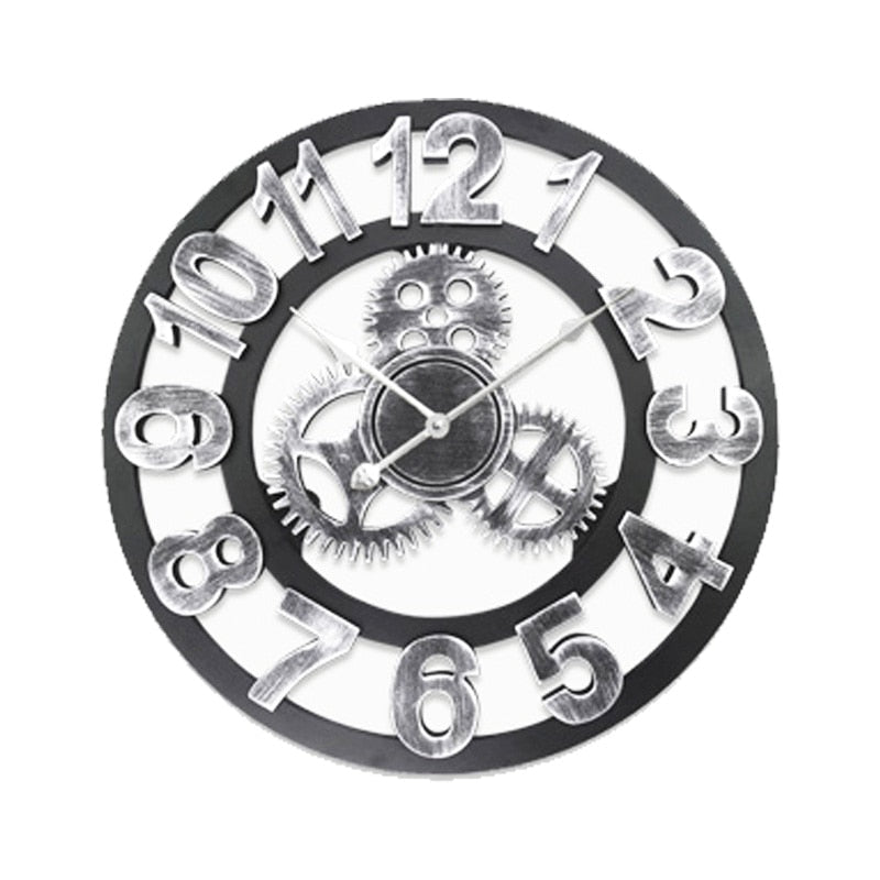 Creative Outdoor Garden Wall Waterproof Vintage Hollow Gear Arabic Numeral Clock