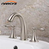 Brushed Nickel Widespread Basin Faucet Dual Handle Bathroom Sink Mixer Tap 3 Holes