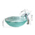KEMAIDI Bathroom Sink With Waterfall Chrome Polished Faucet And Water Drain Round Shape Transparent Tempered Glass Vessel Sink