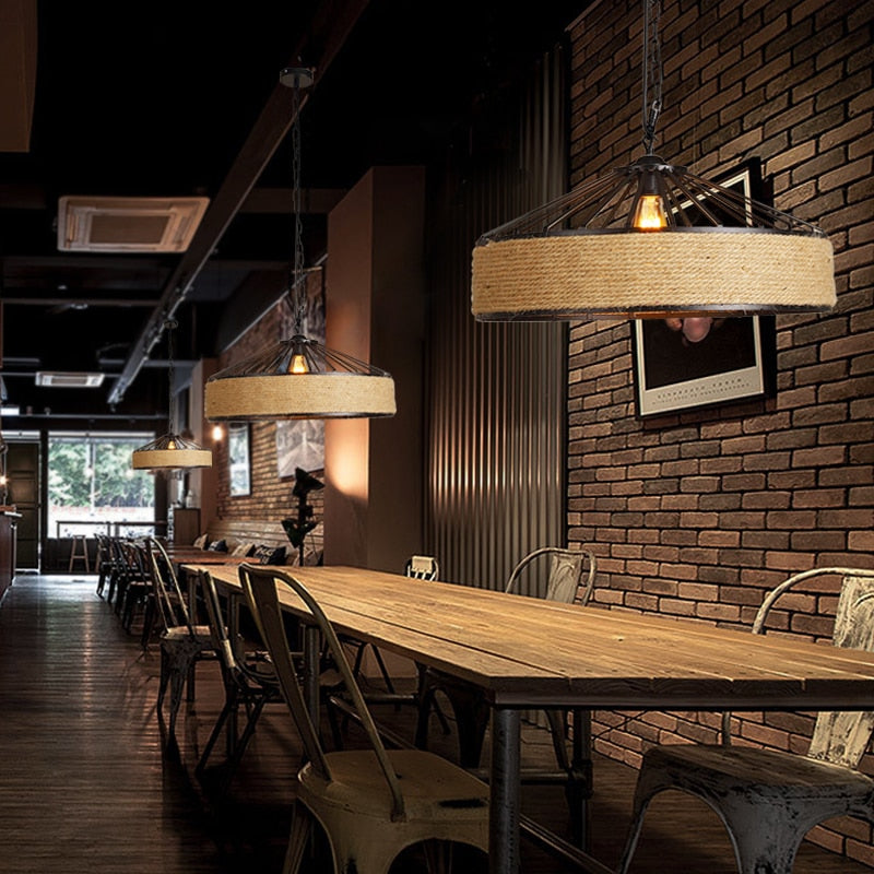 Industrial metal rope vintage pendant lights