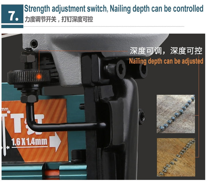 FUJIWARA 3-in-1 Carpenter Pneumatic Nail Gun 18Ga/20Ga Wood Air Stapler F10-F50, T20-T50, 440K Nails