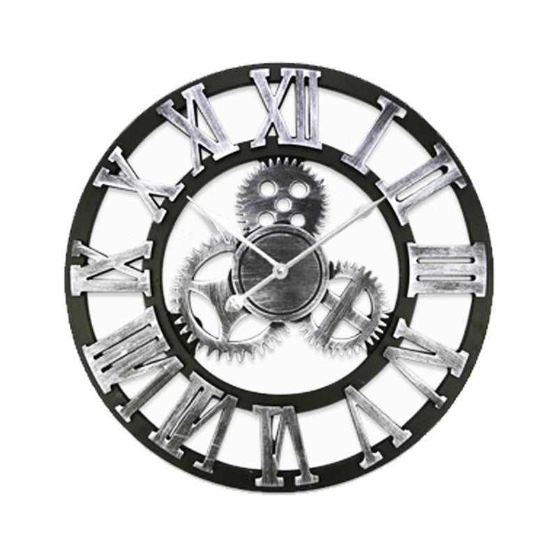 Creative Outdoor Garden Wall Waterproof Vintage Hollow Gear Arabic Numeral Clock