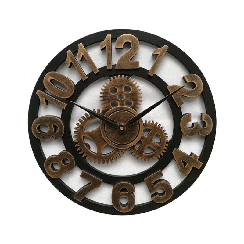 Creative Outdoor Garden Wall Waterproof Vintage Hollow Gear Arabic Numeral Clock