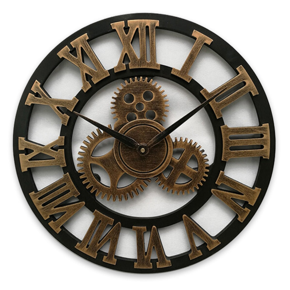 Creative Outdoor Garden Wall Waterproof Vintage Hollow Gear Arabic Numeral Clock
