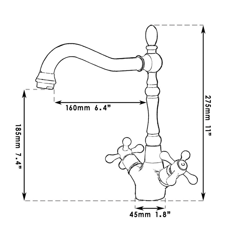 KEMAIDI Bathroom Faucet Polished Chrome 2 Handles Swivel Hot And Cold Mixer Tap Brass Basin Faucet Bathroom Sink Mixer