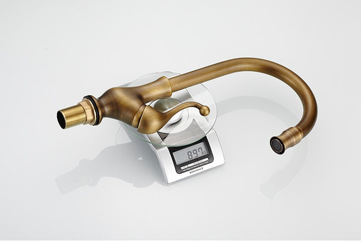 Antique Brass Finish Kitchen Faucet Bronze Single Handle Hot and Cold Water Sink Tap 360 Swivel Bathroom Sink Mixer Taps EK5013