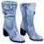 Blue jeans Women Mid-rise Rome Solid Slip-On Chunky Med Heels Boots