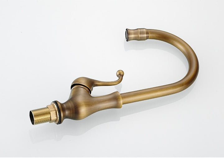 Antique Brass Finish Kitchen Faucet Bronze Single Handle Hot and Cold Water Sink Tap 360 Swivel Bathroom Sink Mixer Taps EK5013