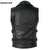 Mauroicardi  Black Motorcycle Leather Vest Men with Zipper Pockets