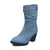 Blue jeans Women Mid-rise Rome Solid Slip-On Chunky Med Heels Boots