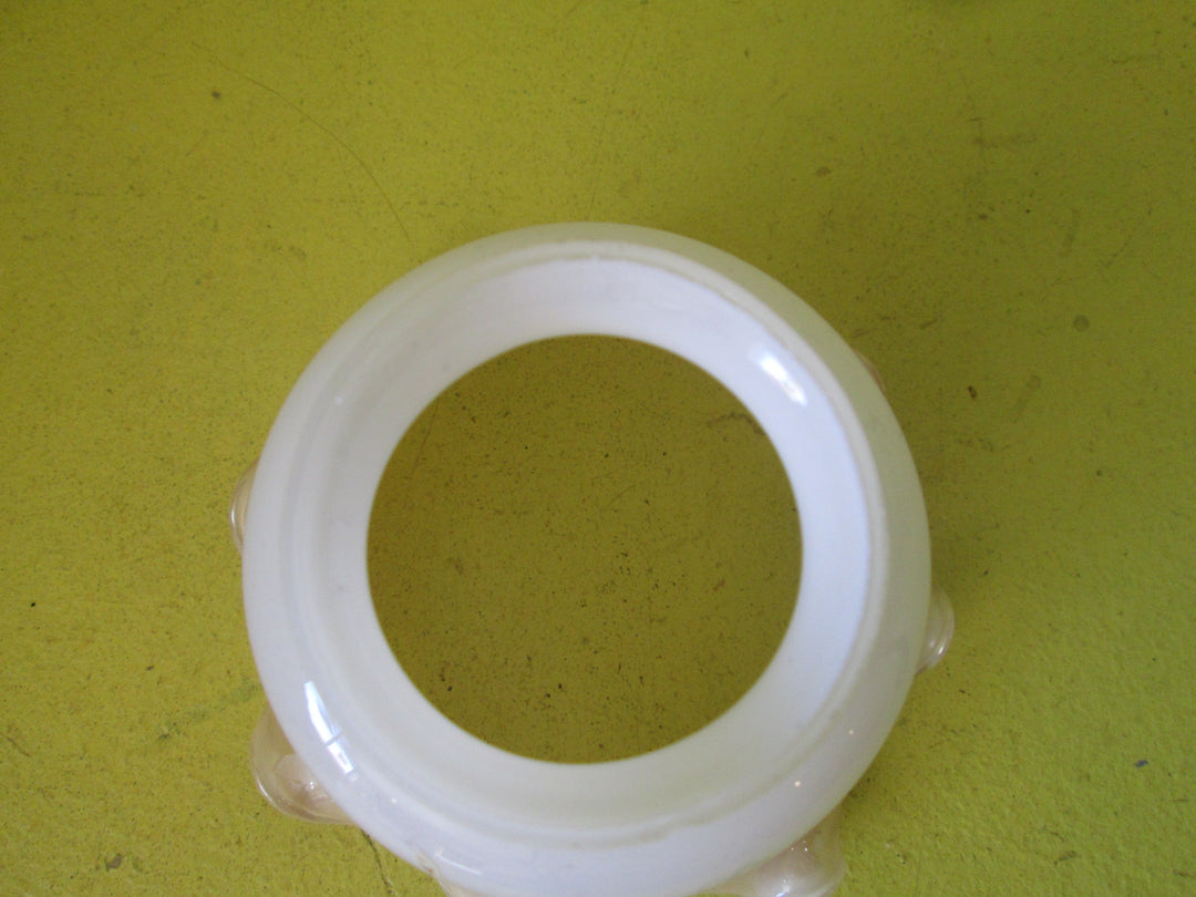 White Bell Shaped Frosted Shade with Amber Trim and Cherry Pattern with Scalloped Edge.  450H x 550W