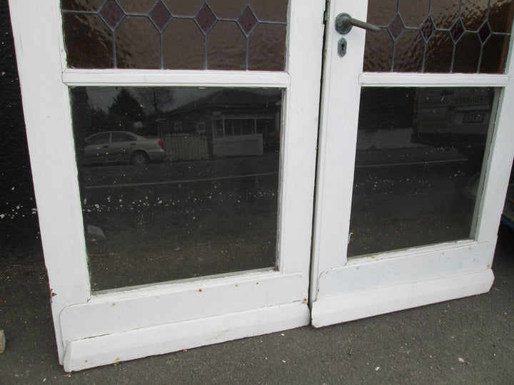 Exterior Amber & Red Leadlight French Doors 2140H x 1530W