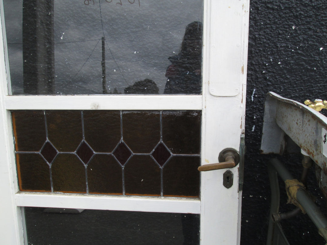 Exterior Amber & Red Leadlight French Doors 2140H x 1530W