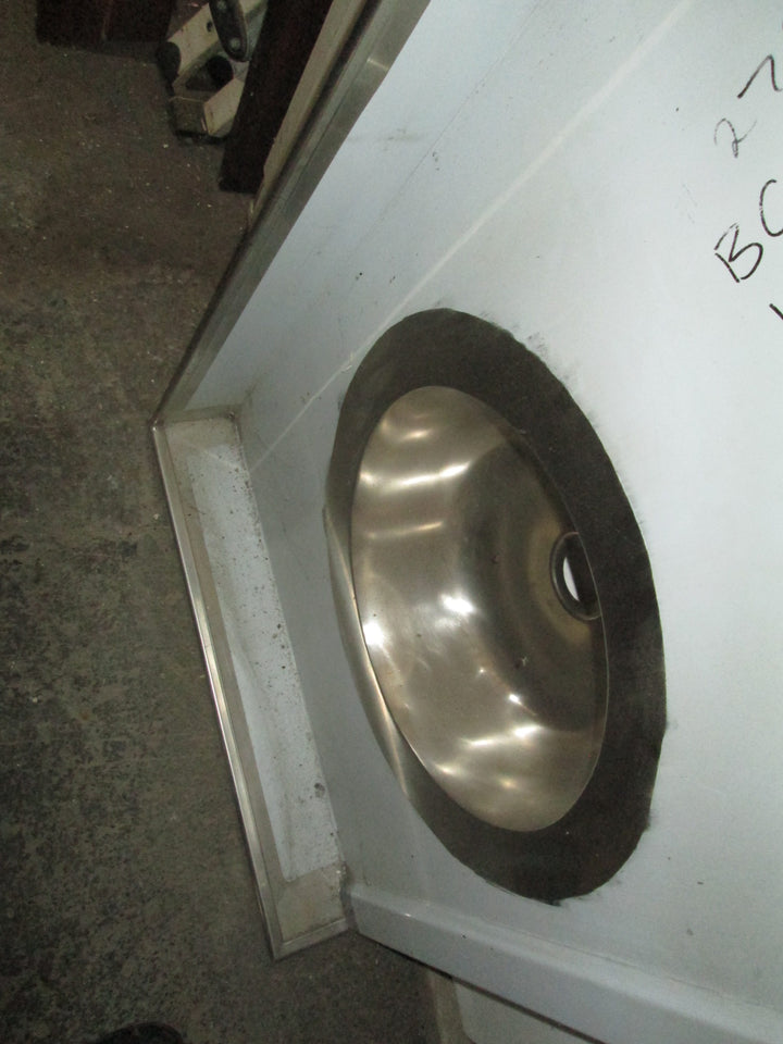 Double Round Bowl Stainless Steel Bench 1580L x 600W x 150Dapprox
