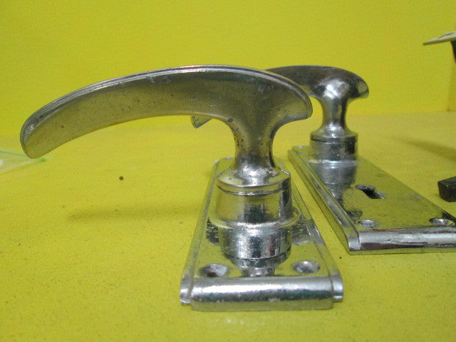 Art Noveau Lever Handles with Long Stepped Plate & Mortice (50 Axial)