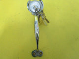 Art Deco Chrome Door Pull with Key Hole and Thumb Turn Lock