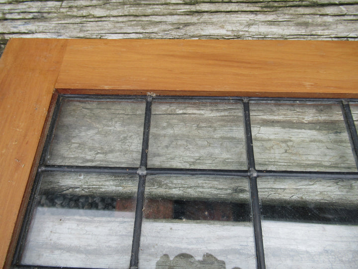 15 Lite Leadlight Cabinet Door with Brass Drop Pull Handles 380H x 500W