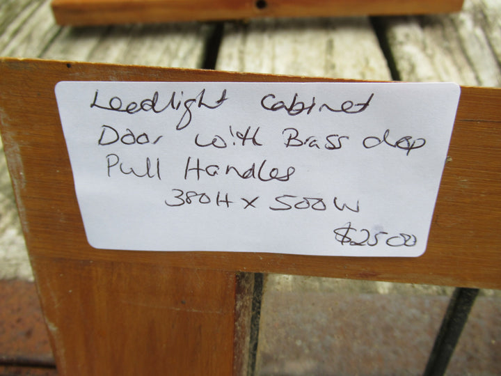 15 Lite Leadlight Cabinet Door with Brass Drop Pull Handles 380H x 500W