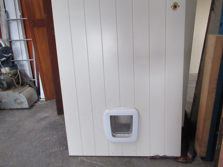 Modern T & G Style Door with Cat Flap 1980H x 810W x 40D