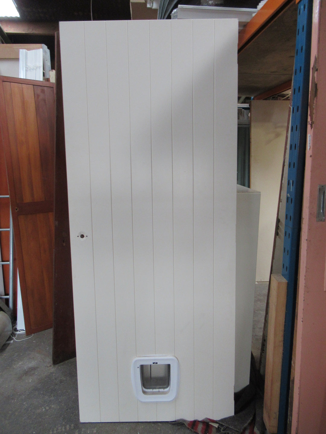 Modern T & G Style Door with Cat Flap 1980H x 810W x 40D