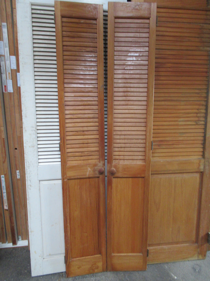Set of 2 Louvre Doors with Panels 1980H x 685W x 30D