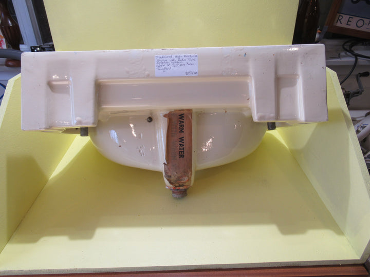 Traditional High Back Basin with Shelf and Retro Taps (Twyford)   630W x 470D x 320H