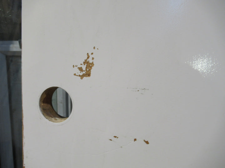 White Painted Hollow Core Door with Large Rounded Handle Hole 1980H x 760W x 40D