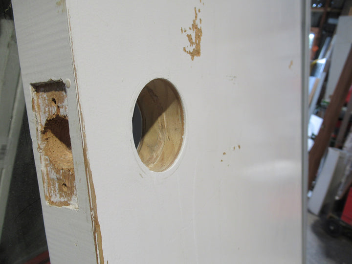 White Painted Hollow Core Door with Large Rounded Handle Hole 1980H x 760W x 40D