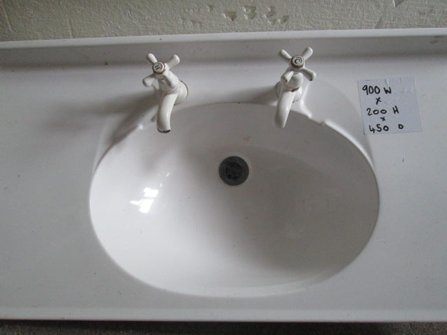 Basin Top with Tapware 900W x 200H x 450D