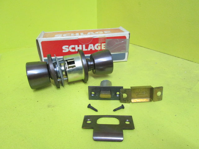 Antique Brass Effect Schlage Door Knob Latch Set 50D x 60H/Plate 70D
