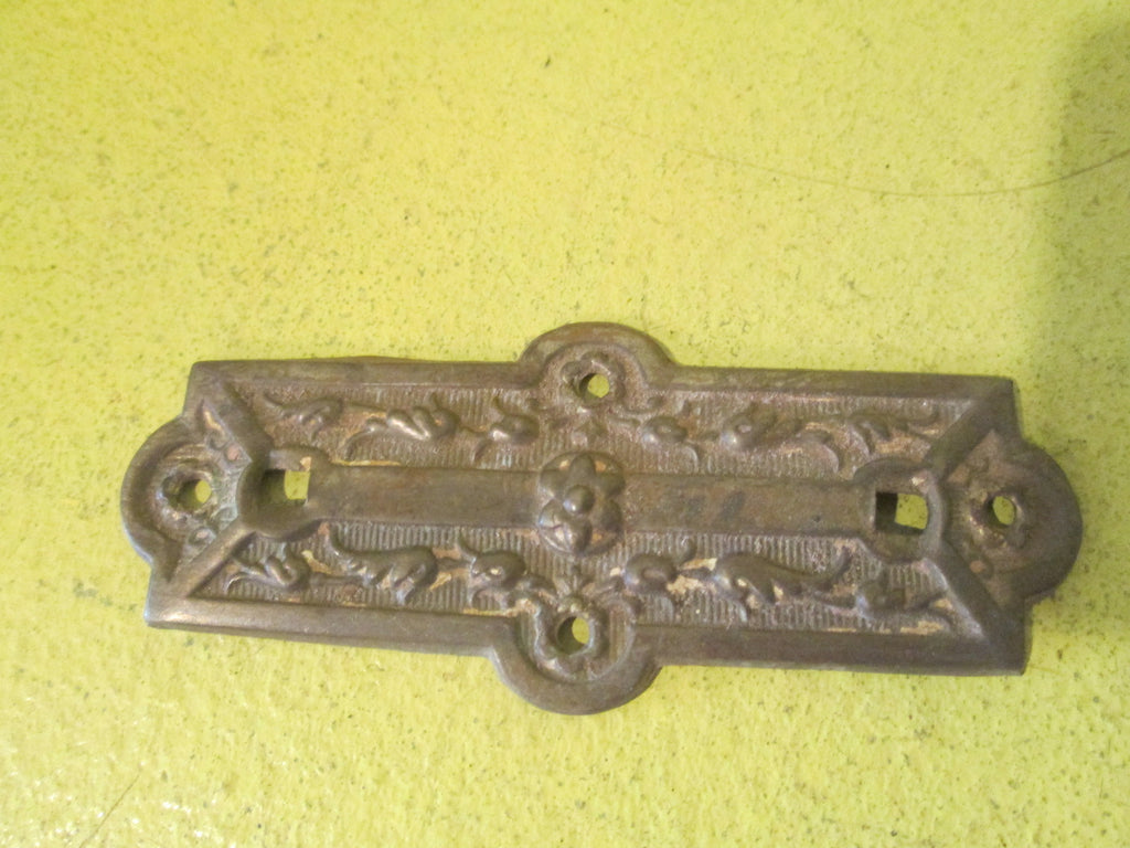 Brass Rectangle with Central Flower Draw  Pull Plate 12L x 42W/86L x 35W