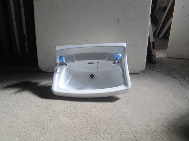 Porcelian Wall Mounted Basin with Taps 630W x 420D x 250H