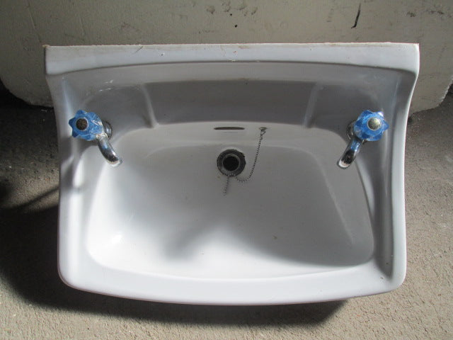 Porcelian Wall Mounted Basin with Taps 630W x 420D x 250H
