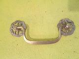 Brass Pull Handle with Pansy Plates 140L x 40W/Hole distance 105mm