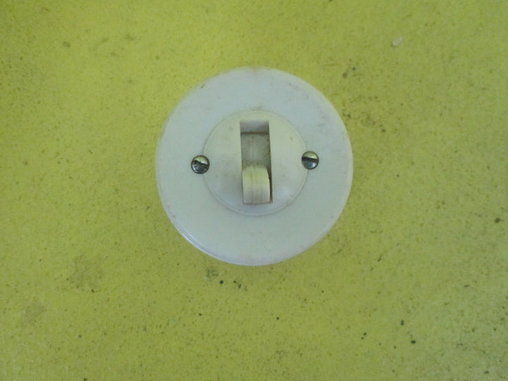 White/Brown Bakelite & Porcelain Straight Sided Rocker Switch 50D x 30H