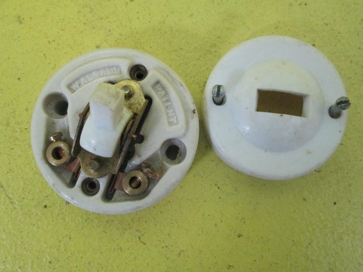 White/Brown Bakelite & Porcelain Straight Sided Rocker Switch 50D x 30H