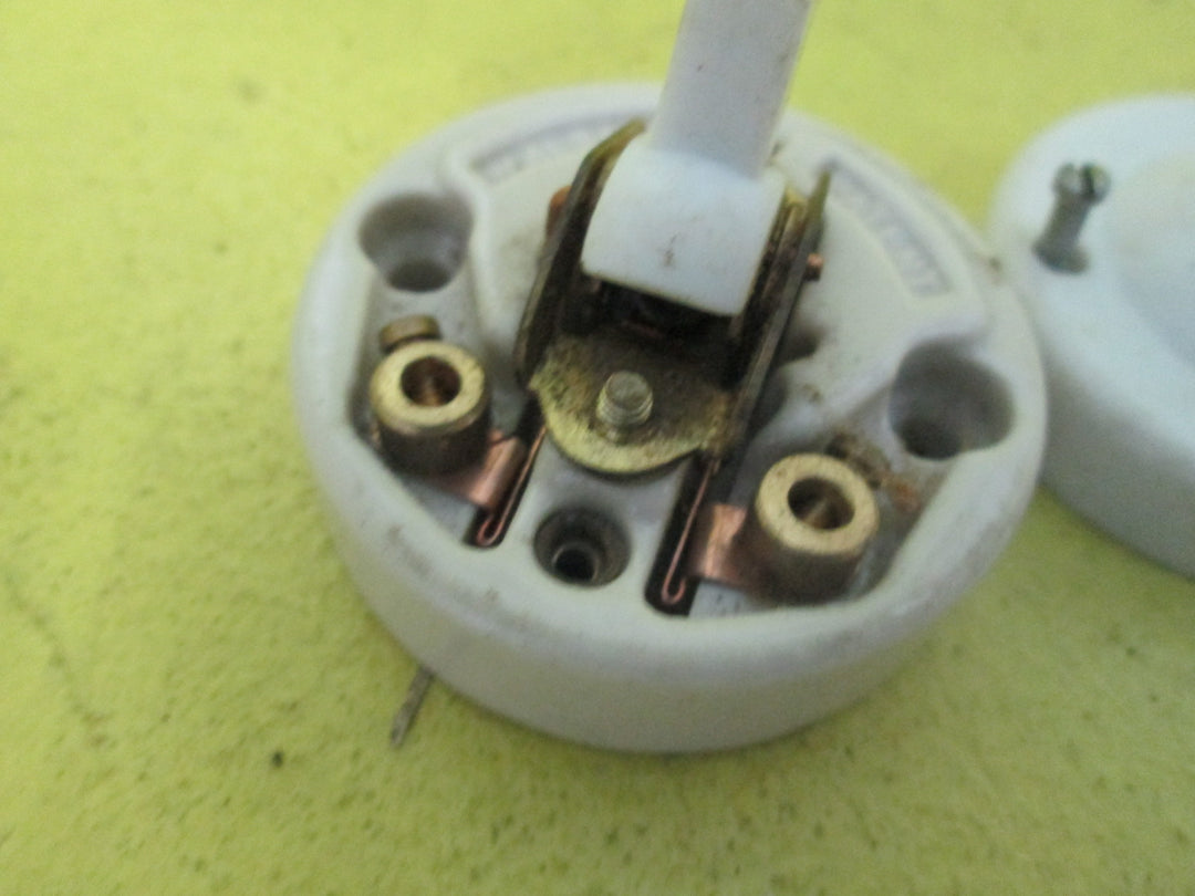 White/Brown Bakelite & Porcelain Straight Sided Rocker Switch 50D x 30H
