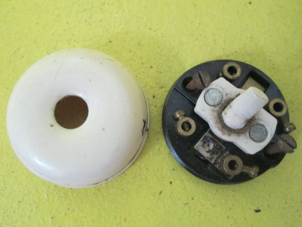 Shallow Dome Bakelite White with Brown Insert rocker Switch 60D x 20H