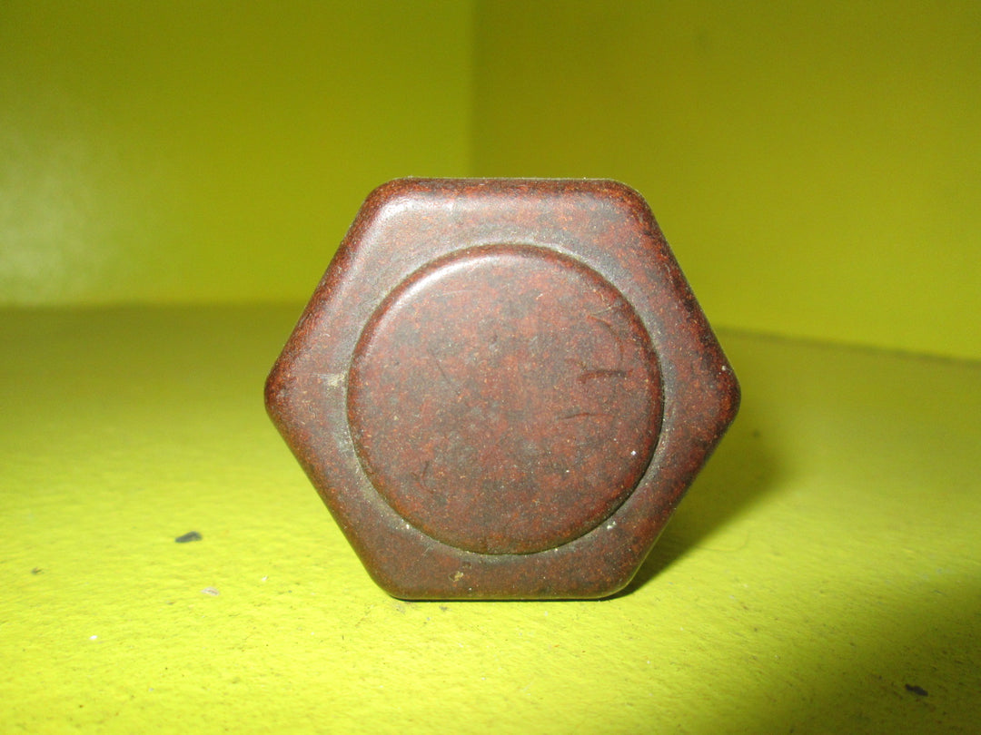 Brown/ White Bakelite Hexagonal Knob Handles 45D x 50H