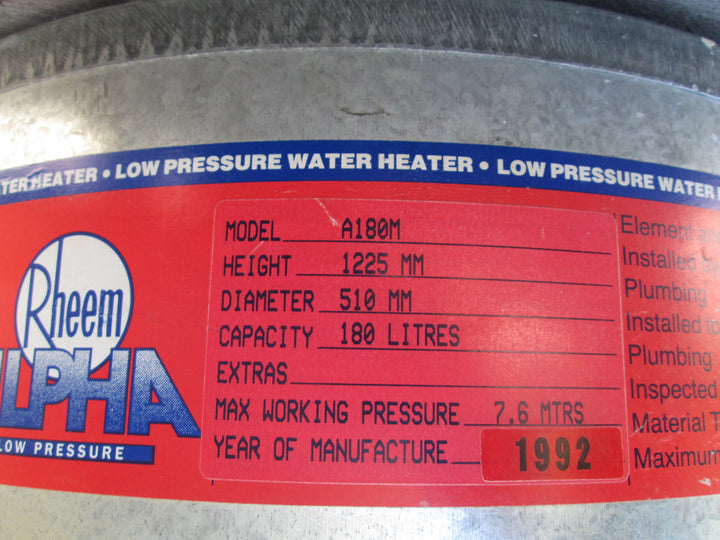 180Ltr Hot Water Cylinder 1225H x 510W